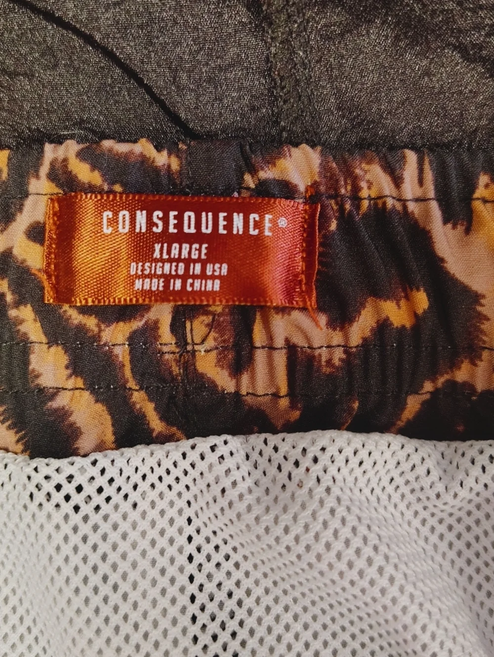 Consequence Swim Trunks Tan/Black Large Leopard